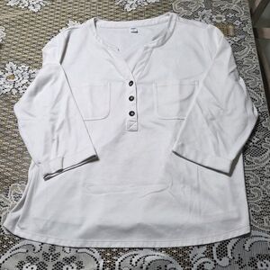 White Old Navy 3/4 Sleeve Women's Shirt-size XL